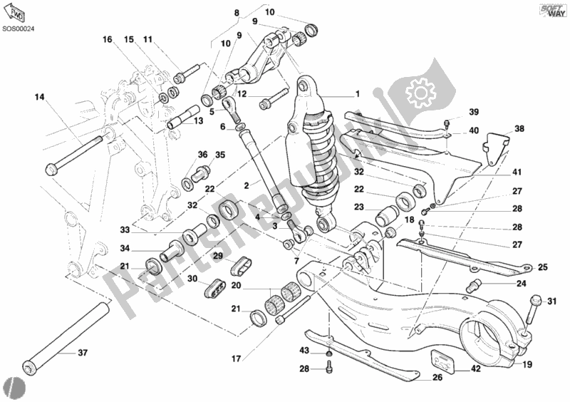 Alle onderdelen voor de Schokdemper Achter van de Ducati Superbike 748 E 2001